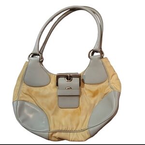 vintage PRADA Tessuto Nylon Moon shoulder bag with patent leather trim